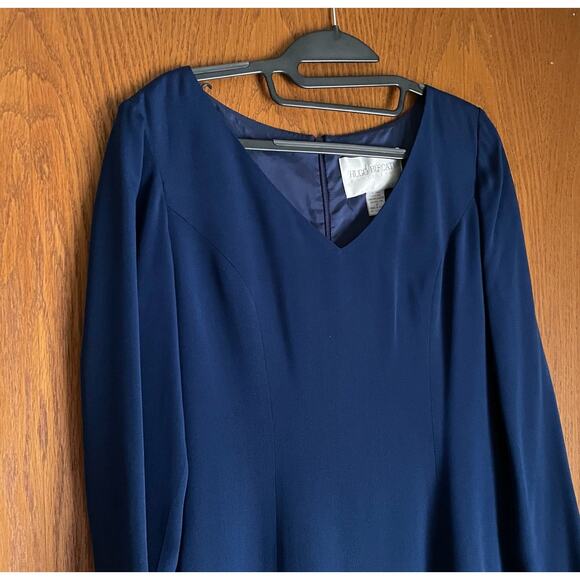 Vintage Hugo Buscati Collection 100% Silk Blue Dress Cocktail Size 8 V-Neck - Picture 6 of 9